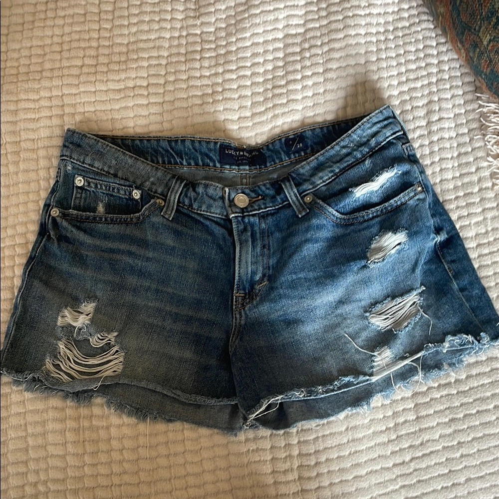 Lucky Brand The Cut Off Women's Distressed Denim Shorts Sz 6